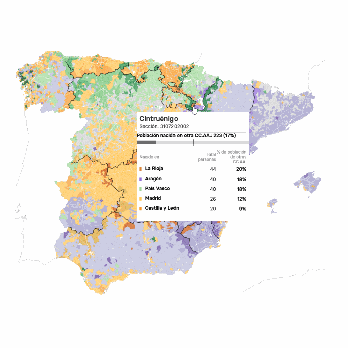Comunidad autónoma de origen mayoritaria en cada provincia