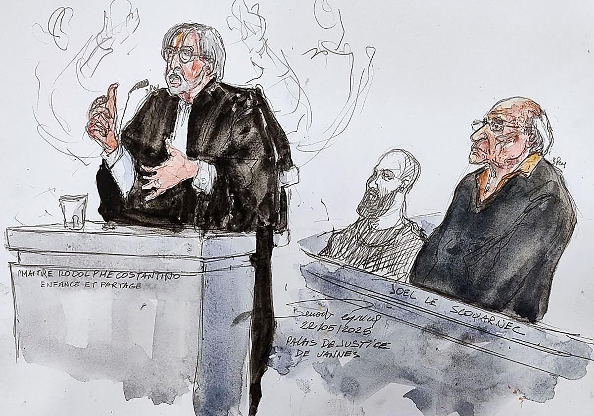 El excirujano francés Joël Le Scouarnec (dcha.), y al abogado Rodolphe Constantino (izq.), que representa a los demandantes de la asociación Enfance et Partage