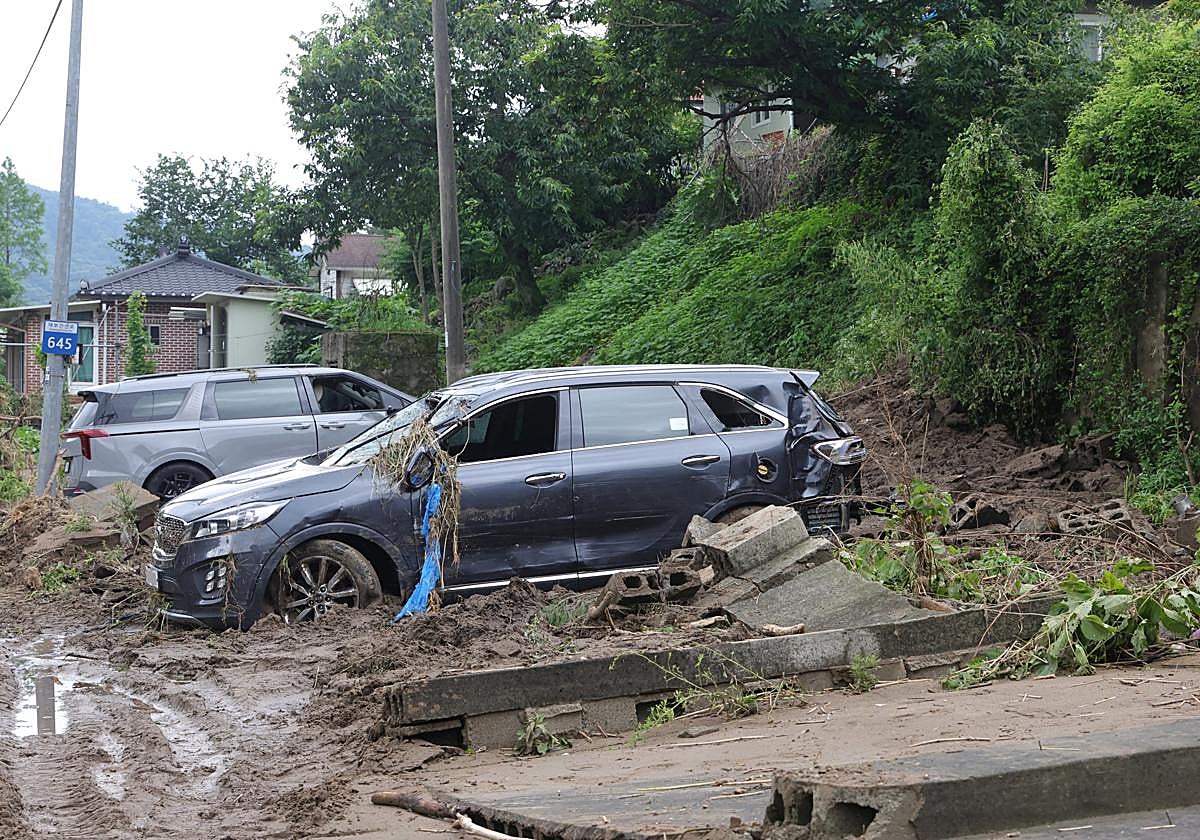 Efectos de las inundaciones en Corea del Sur.