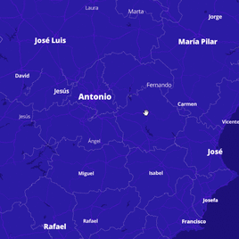 El mapa de los nombres en España
