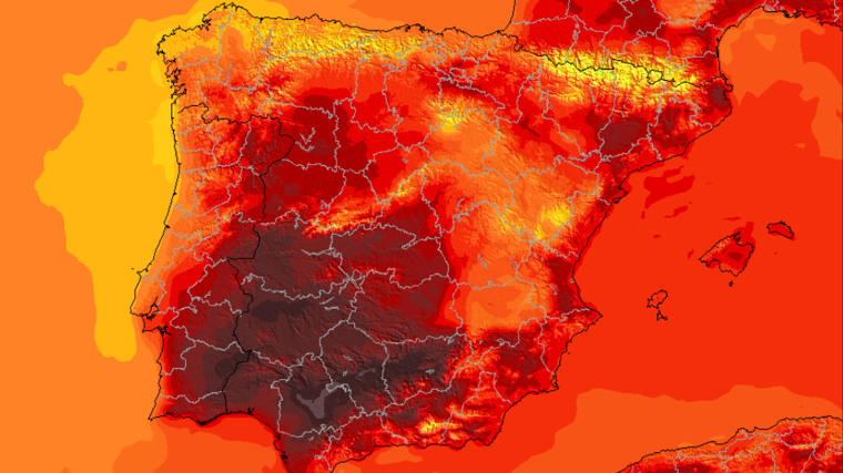 Mapa de calor del miércoles a las 18:00 horas