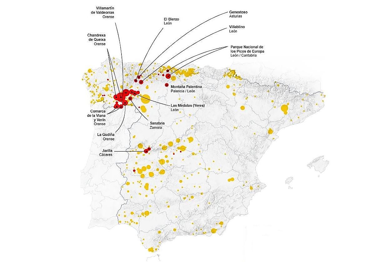El mapa de los incendios en España