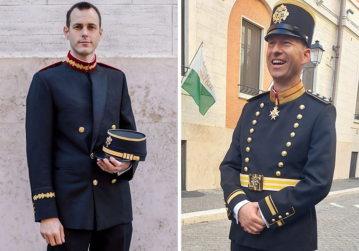 A la izquierda, el antiguo uniforme de los oficiales de la Guardia Suiza. A la derecha, el nuevo