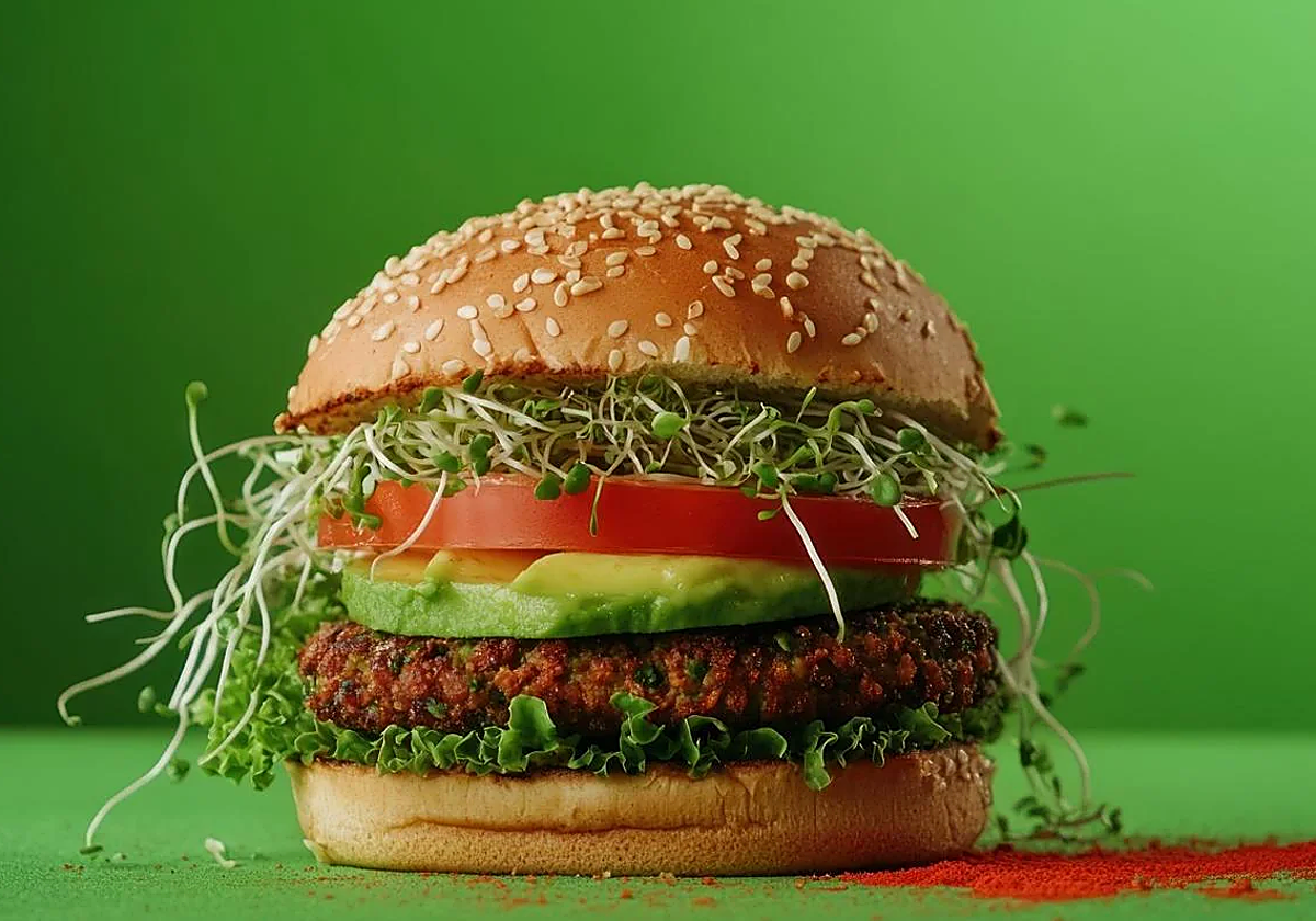 Fotografía de archivo de una hamburguesa vegana