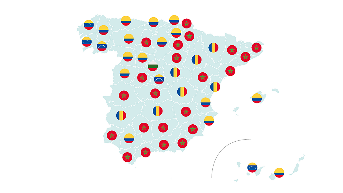 El nuevo mapa de la inmigración en 2025 en España, calle a calle