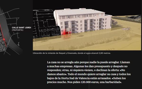 El reportaje '100 metros de la dana' es un recorrido por la calle Sant Jordi que mezcla historias personales con información del impacto de la inundación.