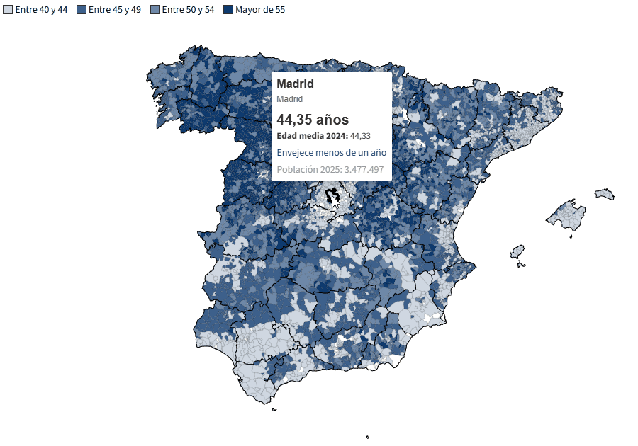 El Mapa de un país envejecido