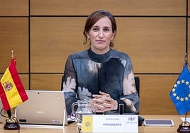 La ministra de sanidad, Mónica García, durante la reunión