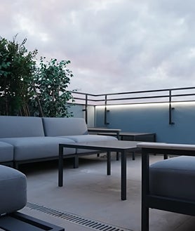 Imagen secundaria 2 - Así son el gimnasio y la terraza descubierta.