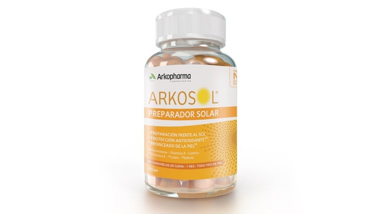 Arkosol Caramelos de goma de Arkopharma (26,50 euros): preparan la piel frente al sol, protegen las células del daño oxidativo y mantienen la pigmentación.