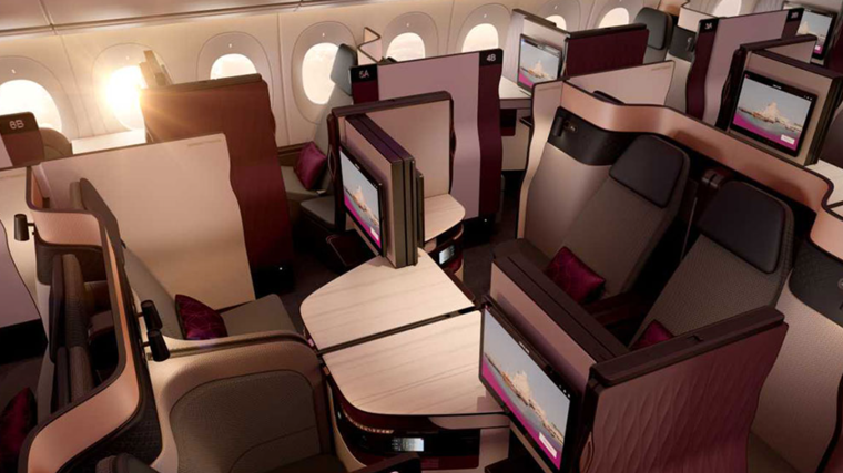 Suite The Quad con asientos enfrentados de Qatar Airways