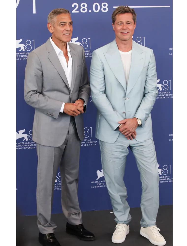 Combining the suit with some sneakers is one of Brad Pitt's tricks to rejuvenate.