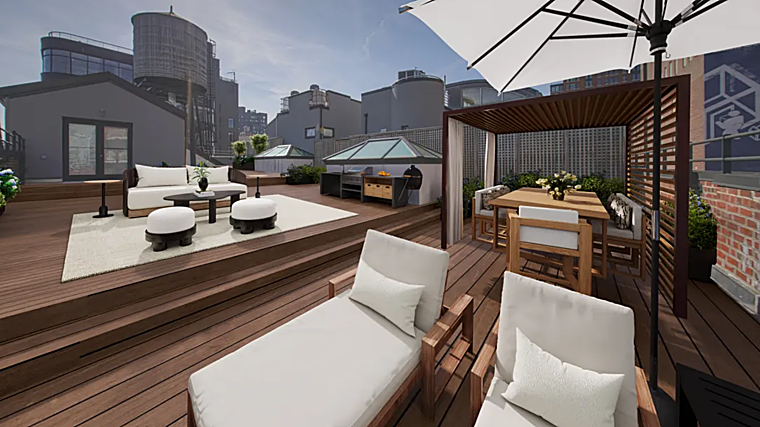 El ático cuenta con una terraza de 232 metros cuadrados