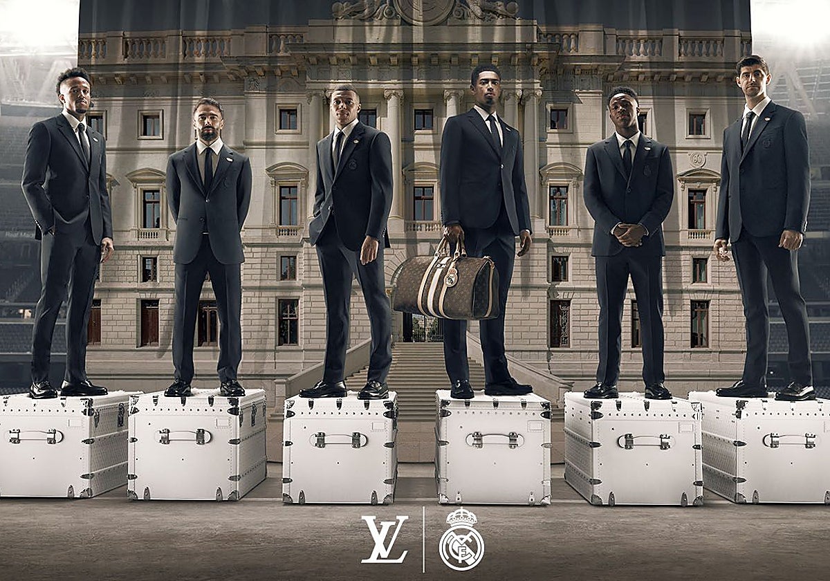 Militao, Carvajal, Mbappé, Bellingham, Vinicius y Courtois vestidos de Louis Vuitton
