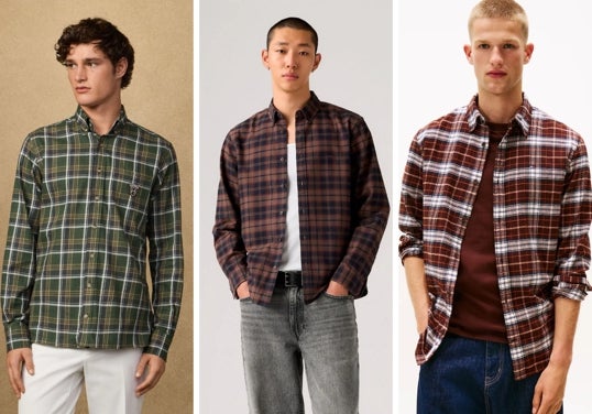 Camisa cuadros Heritage Fit clásico de Hackett, 150 €; Camisa de cuadros de Levi's, 69€, en El Corte Inglés; Camisa de cuadros y corte regular de Tommy Hilfiger, 39€.