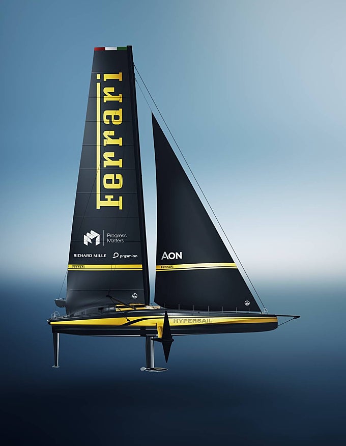 El amarillo domina el diseño de los barcos Ferrari.