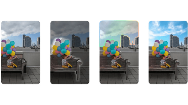 Ejemplo de fotografía con diferentes retoques de Magic Editor de Google
