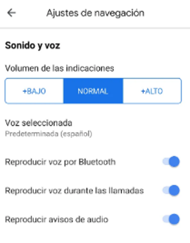 Ajustes de navegación