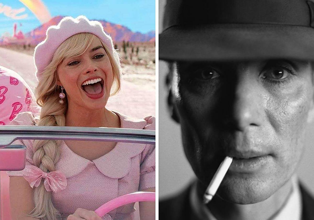 Imágenes de las taqulleras películas 'Barbie' y 'Oppenhaimer'.