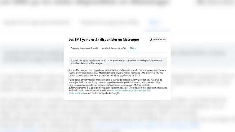 Facebook Messenger dejará de tener soporte para SMS a partir del 28 de septiembre