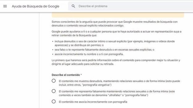 Qué hacer para que Google borre una imagen personal explícita nuestra de los resultados del buscador