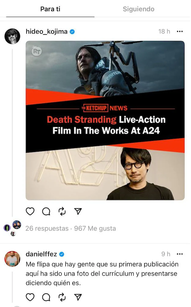 El 'feed' de Threads está dividido en dos: por un lado puedes consultar contenido sugerido y, por otro, el publicado por las cuentas que sigues. Igual que en X