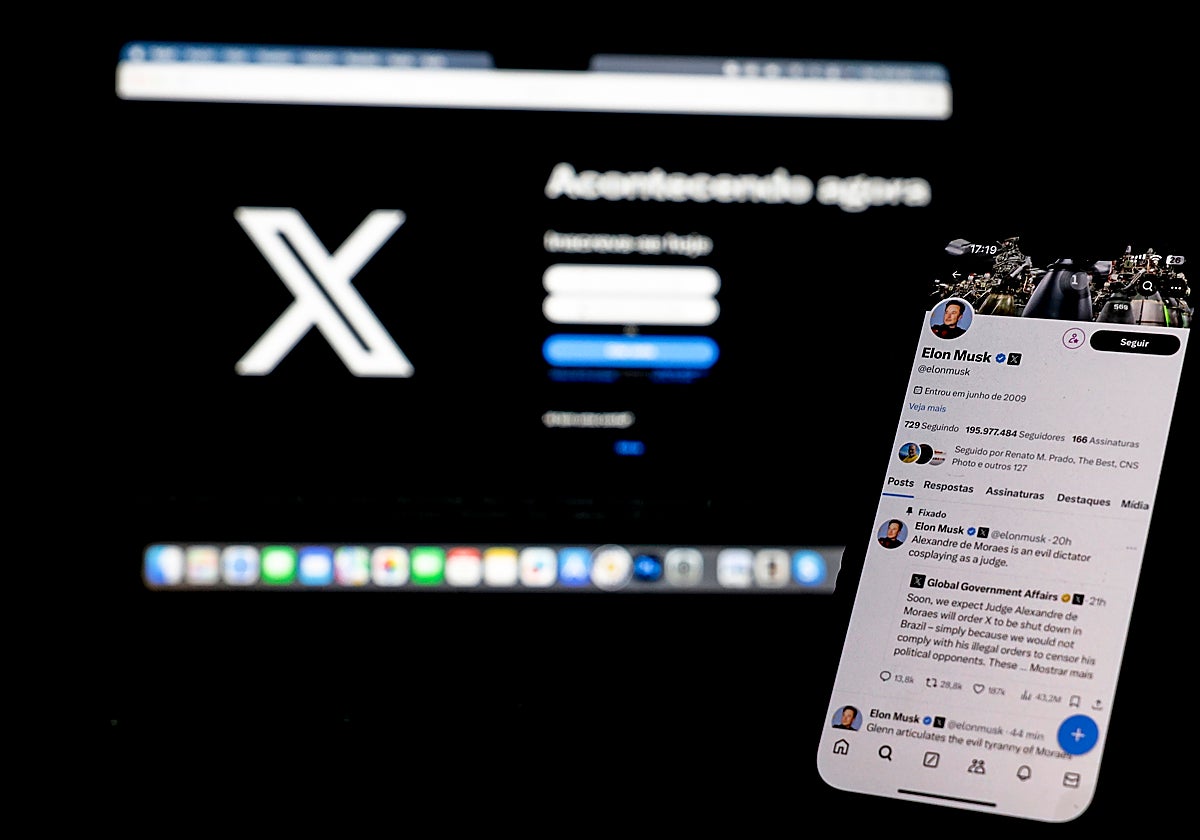 Imagen de archivo de la red social X y el perfil del magnate Elon Musk