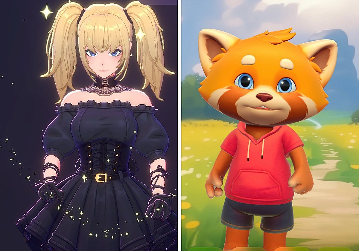 Ani, a la izquierda, y el panda rojo Ruby