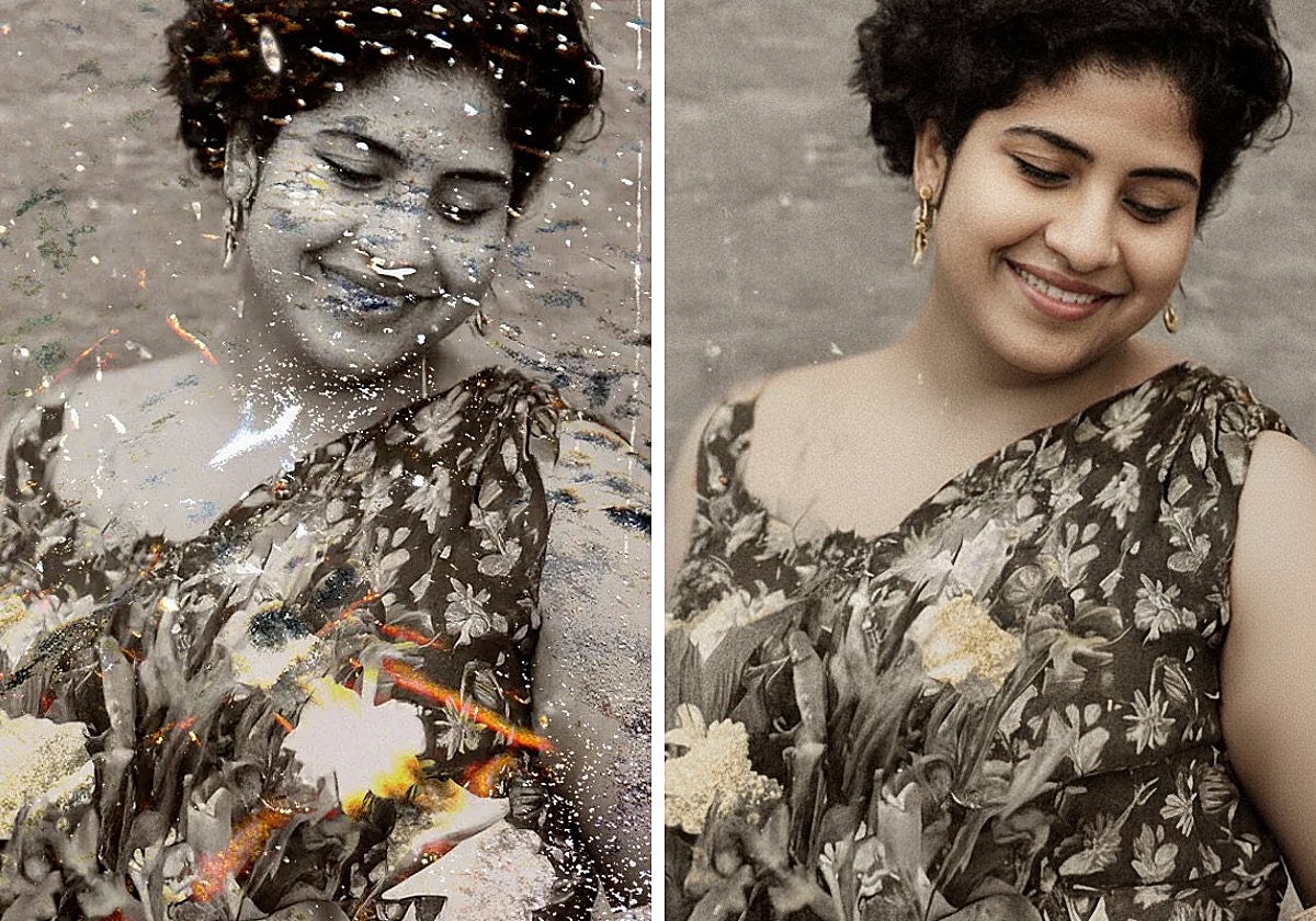 El antes y el después de una imagen restaurada con IA