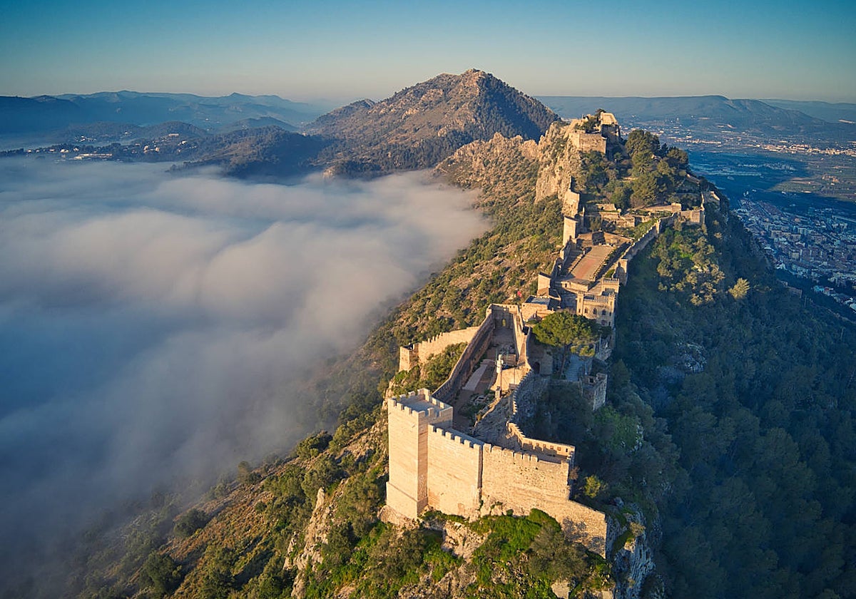 Vista aérea del castillo de Játiva (Xàtiva)