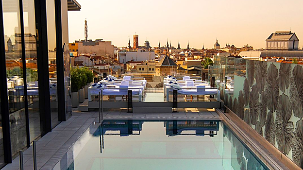 Imagen de la piscina de la azotea del VP Plaza España Design