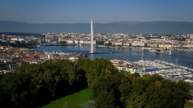 Perspectiva de la ciudad de Ginebra, en Suiza