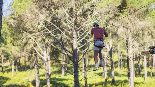 Circuito de equilibrio en 'Alcornoque Llano' en la Sierra de Aracena.