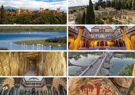 Imagen con los bienes que son Patrimonio de la Humanidad en Andalucía.