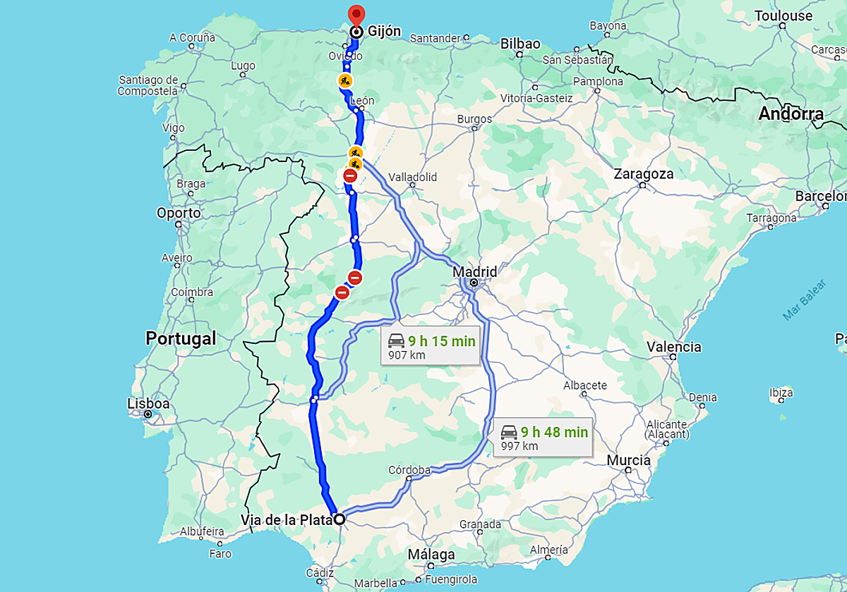 Recorrido de la Vía de la Plata