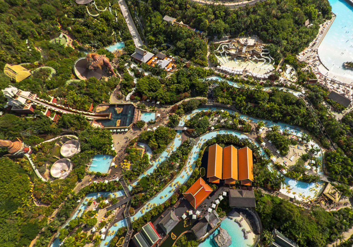 Imagen aérea del parque acuático de Tenerife Siam Park