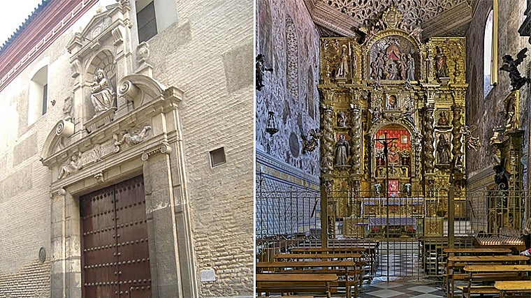 Imagen de la fachada principal de la iglesia y retablo mayor