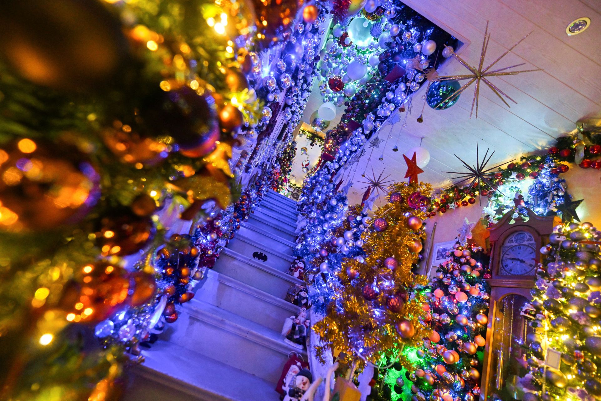 Los Jeromin no sólo decoraron este año 600 árboles de Navidad, sino que también transformaron su casa en un mundo navideño invernal. Los temas aquí fueron Star Wars, fútbol y motivos navideños clásicos.