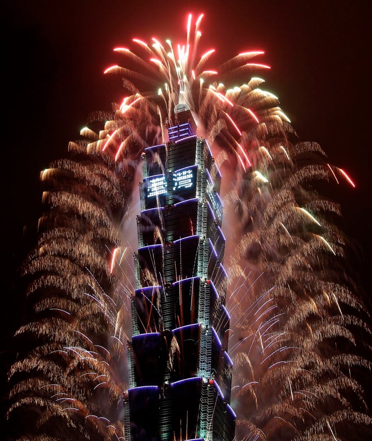 Una noche de fin de año en el edificio Taipei 101