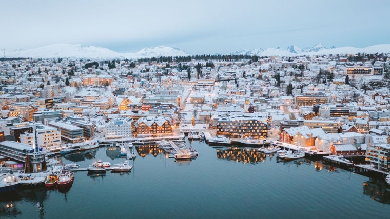 El centro de la ciudad de Tromsø en invierno