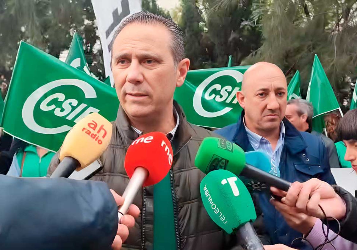 El presidente de CSIF Andalucía, Germán Girela, esta mañana en Huelva