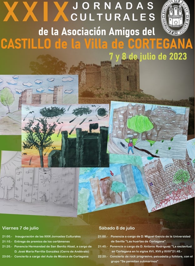 Cartel de la programación de las XXIX Jornadas Culturales Castillo de Cortegana