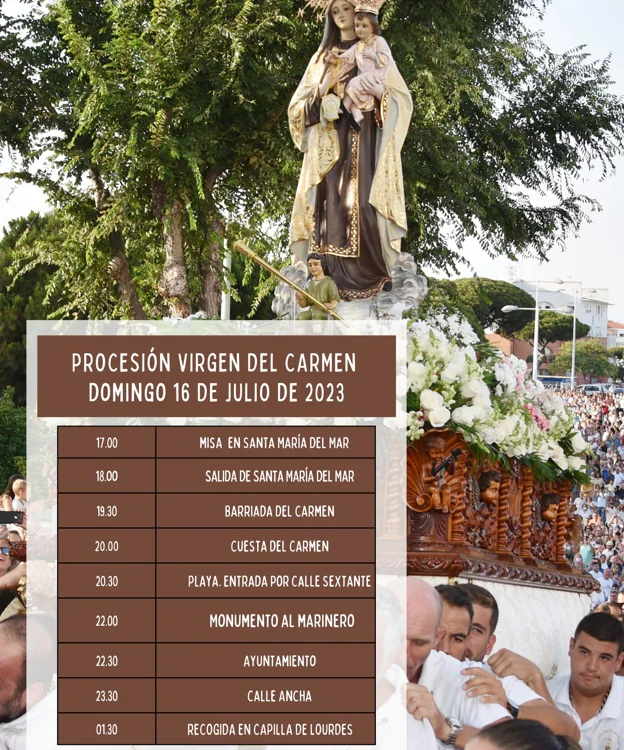 Horarios e itinerario de la procesión de la Virgen del Carmen en Punta Umbría el 16 de julio