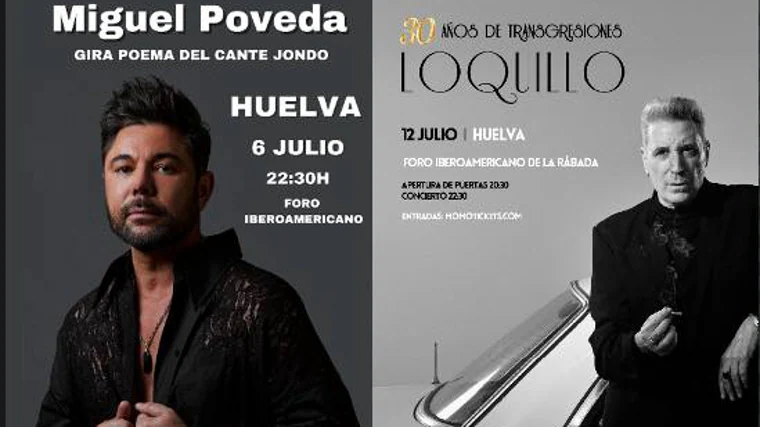 Carteles de los conciertos de Miguel Poveda y Loquillo