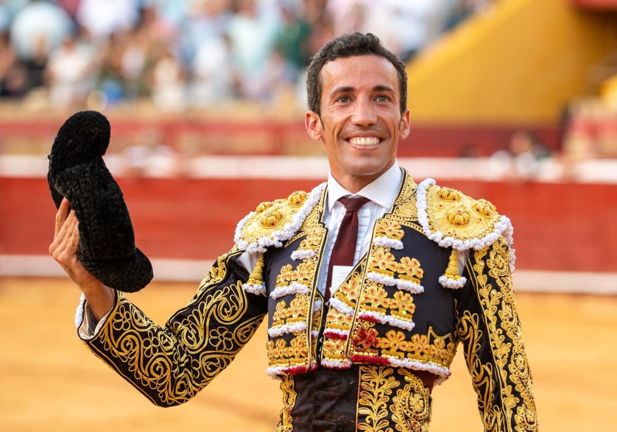 Un exultante David de Miranda tras la lidia de uno de sus toros