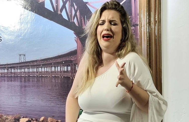 La artista, en otro momento de la noche
