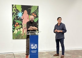 Agus Díaz Vázquez, en la inauguración de 'La danza de lo salvaje' en la Sala de la Provincia de la Diputación de Huelva