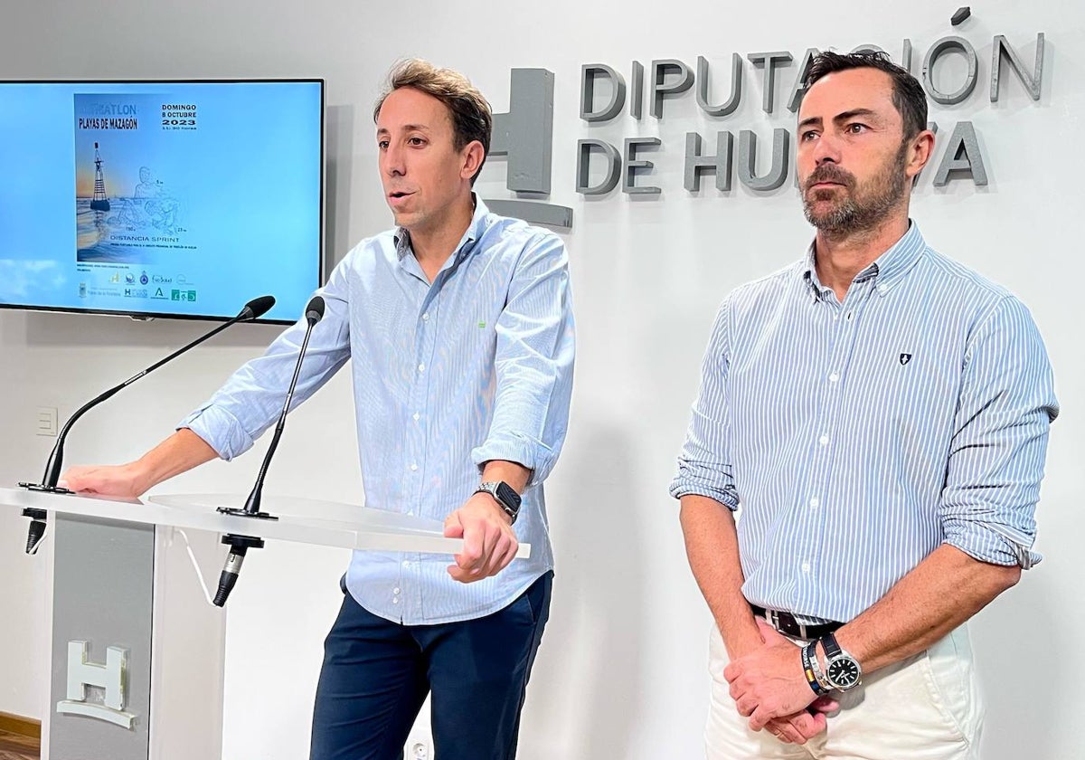 La presentación en la Diputación de Huelva de la segunda edición del Triatlón 'Playas de Mazagón'