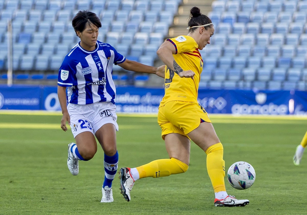 Miku durante el Sporting Huelva-FC Barcelona de la pasada jornada de liga en el Colombino