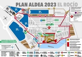 Plano del Rocío 2023: aparcamiento, cortes de tráfico, lanzaderas, oficina del Plan Aldea...